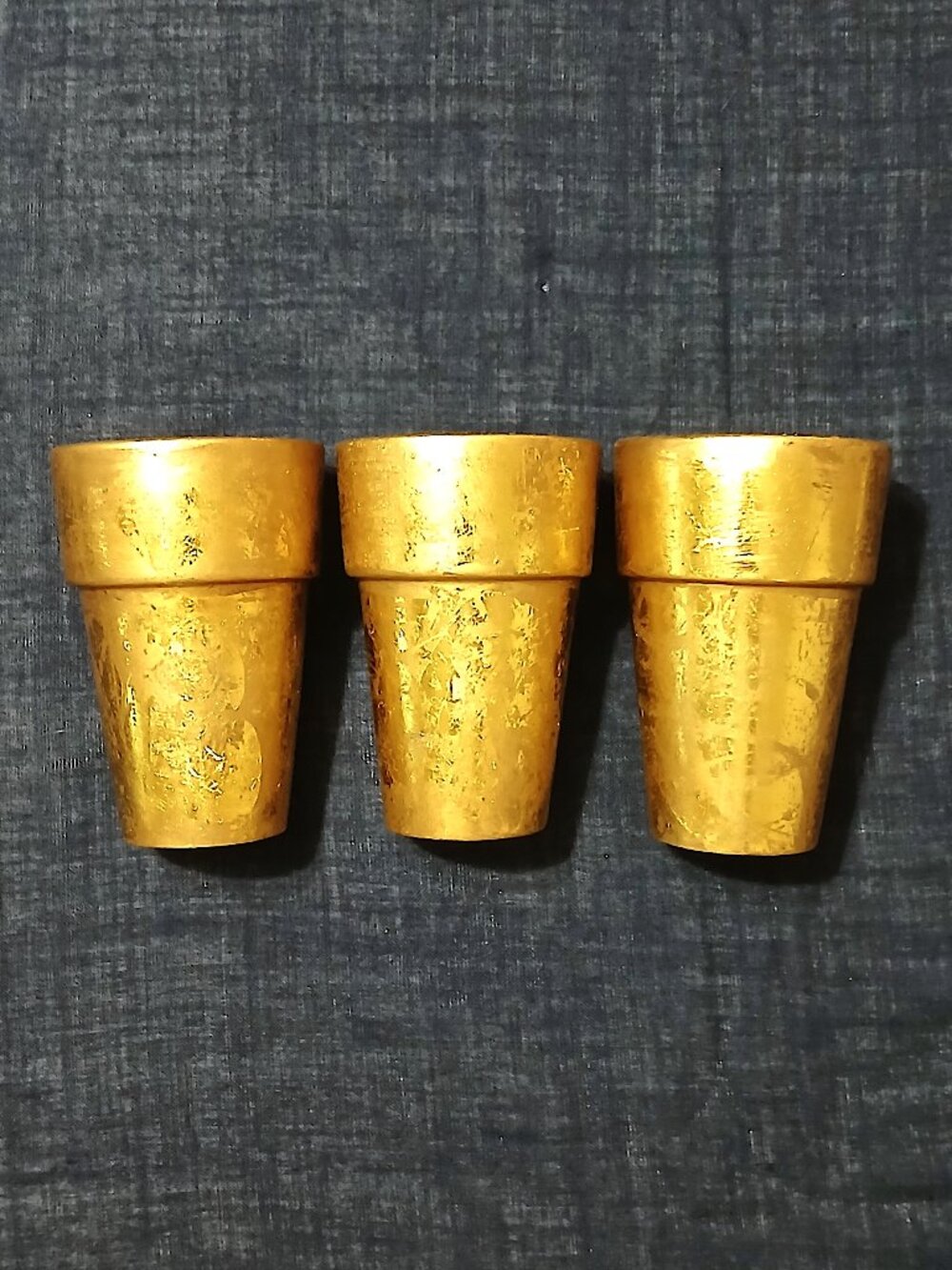 Likely Vintage Early 2000s Michaels Gold Planter Cachepot Set of 3 6"
